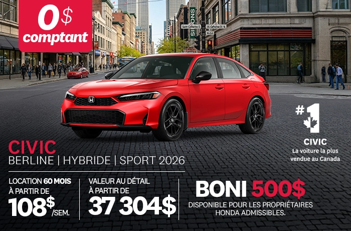 Bannière de Promotion Civic Berline Sport Hybride 2026